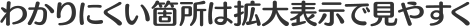 わかりにくい箇所は拡大表示で見やすく