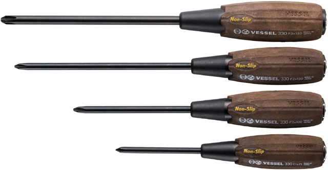 ベッセルのノンスリップドライバー No.B-330 ウッディ貫通ドライバー