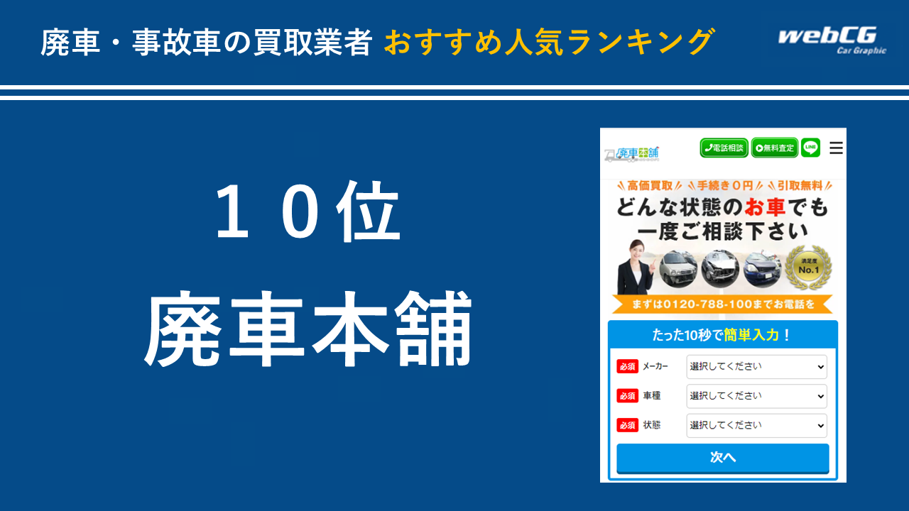 10位:廃車本舗